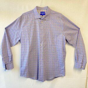 Egara Men's Dress Shirt 2XLT (18-18 1/2) Cotton Blue Plaid Long Sleeve